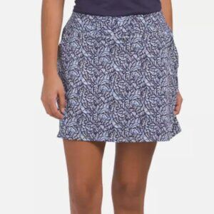 Peter Millar Alice petal palm leaf patterned, blue athletic skort, size Small